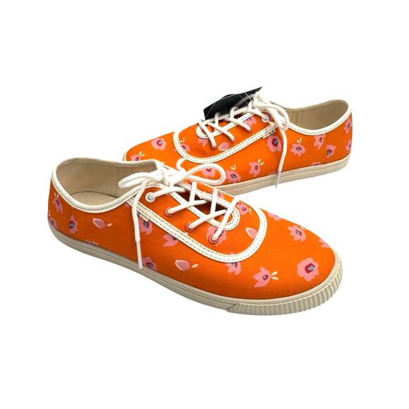 Toms NEW Women's Carmel Orange Persimmon Floral Casual Canvas Comfort Sneakers - Picture 1 of 10